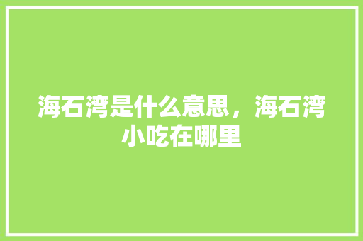 海石湾是什么意思，海石湾小吃在哪里