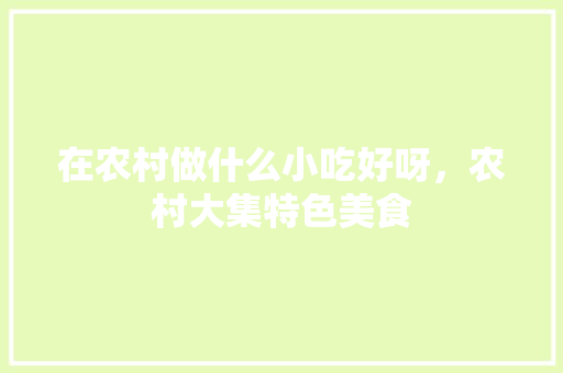 在农村做什么小吃好呀，农村大集特色美食