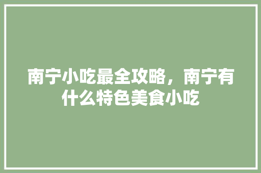 南宁小吃最全攻略，南宁有什么特色美食小吃