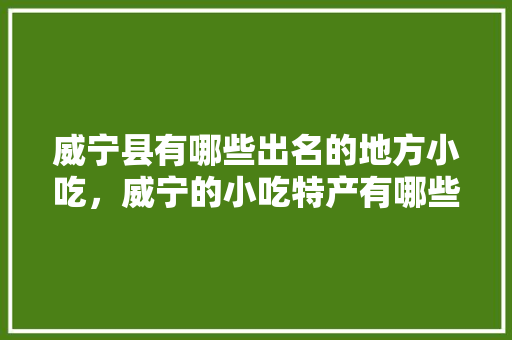 威宁县有哪些出名的地方小吃，威宁的小吃特产有哪些 威宁县有哪些出名的地方小吃，威宁的小吃特产有哪些 家居窍门