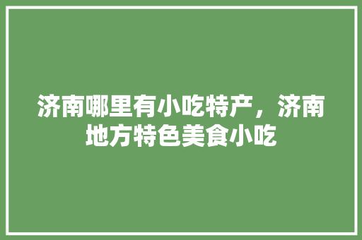济南哪里有小吃特产，济南地方特色美食小吃