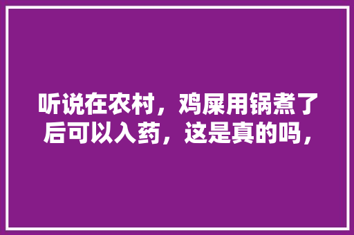 听说在农村，鸡屎用锅煮了后可以入药，这是真的吗，糖陀螺的做法窍门 听说在农村，鸡屎用锅煮了后可以入药，这是真的吗，糖陀螺的做法窍门 健康建议