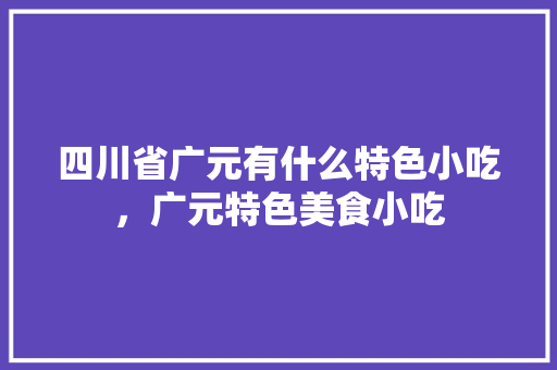四川省广元有什么特色小吃，广元特色美食小吃