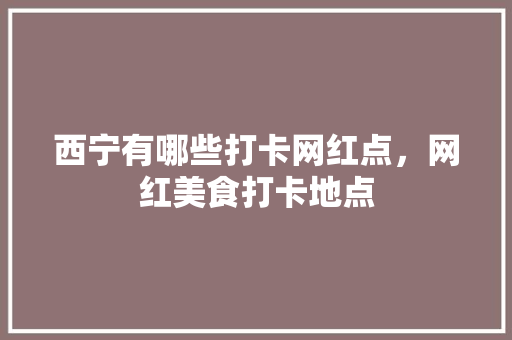 西宁有哪些打卡网红点，网红美食打卡地点