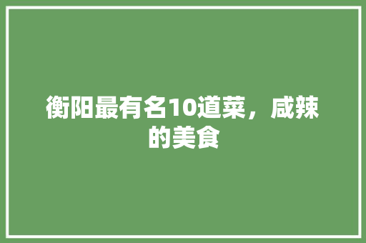 衡阳最有名10道菜，咸辣的美食