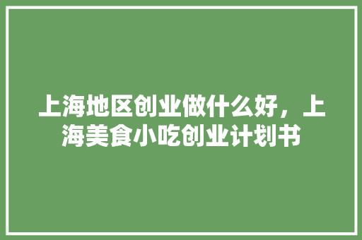 上海地区创业做什么好，上海美食小吃创业计划书