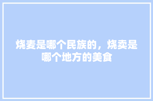 烧麦是哪个民族的，烧卖是哪个地方的美食