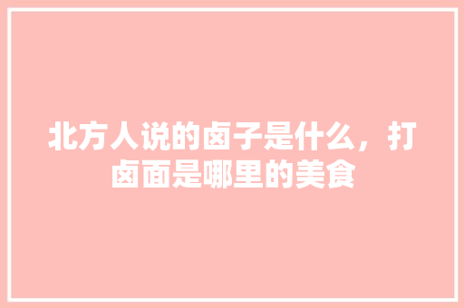 北方人说的卤子是什么，打卤面是哪里的美食
