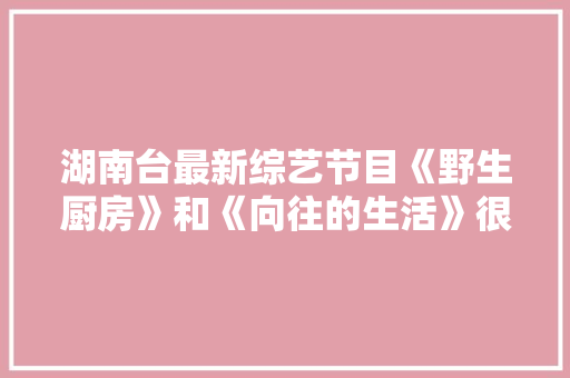 湖南台最新综艺节目《野生厨房》和《向往的生活》很类似，疑似抄袭吗，幼儿园特色美食小吃布置