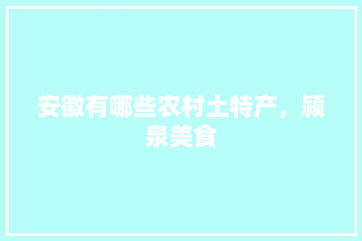 安徽有哪些农村土特产，颍泉美食