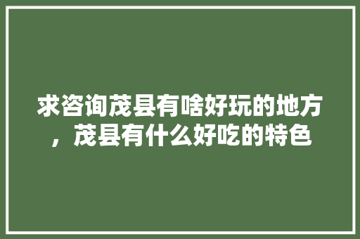 求咨询茂县有啥好玩的地方，茂县有什么好吃的特色