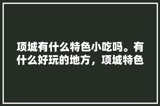 项城有什么特色小吃吗。有什么好玩的地方，项城特色美食小吃