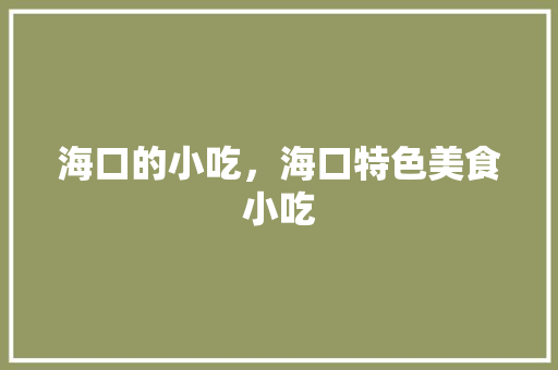 海口的小吃，海口特色美食小吃