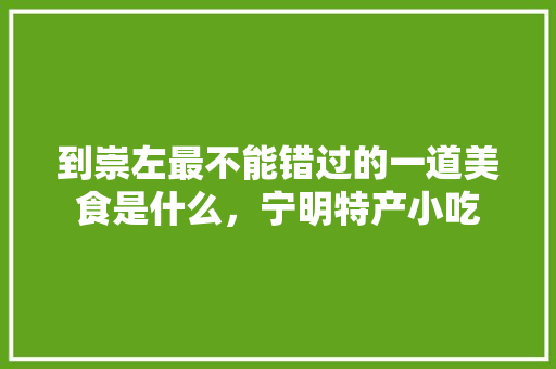 到崇左最不能错过的一道美食是什么，宁明特产小吃 到崇左最不能错过的一道美食是什么，宁明特产小吃 健康建议