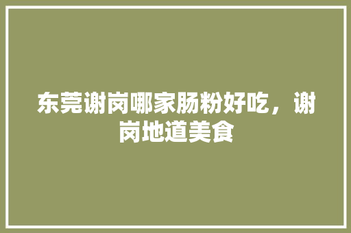 东莞谢岗哪家肠粉好吃，谢岗地道美食