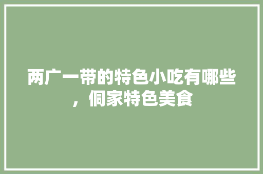 两广一带的特色小吃有哪些，侗家特色美食