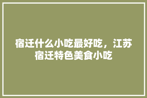 宿迁什么小吃最好吃，江苏宿迁特色美食小吃 宿迁什么小吃最好吃，江苏宿迁特色美食小吃 生活指南