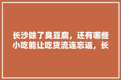 长沙除了臭豆腐，还有哪些小吃能让吃货流连忘返，长沙特色美食视频