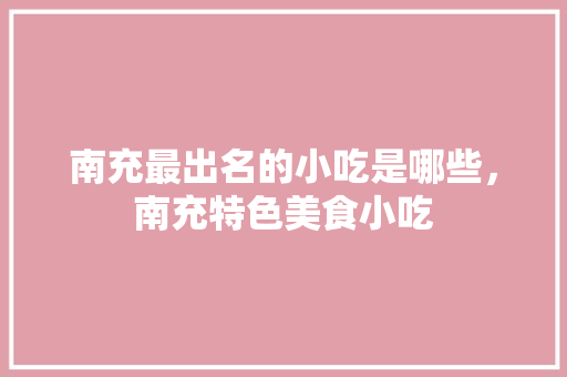 南充最出名的小吃是哪些，南充特色美食小吃
