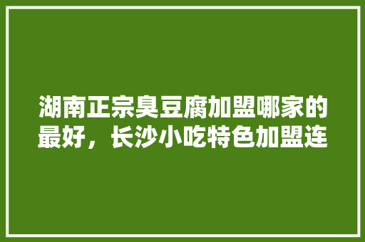 湖南正宗臭豆腐加盟哪家的最好，长沙小吃特色加盟连锁店 湖南正宗臭豆腐加盟哪家的最好，长沙小吃特色加盟连锁店 家居窍门