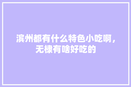 滨州都有什么特色小吃啊，无棣有啥好吃的