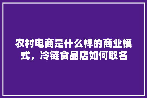 农村电商是什么样的商业模式，冷链食品店如何取名
