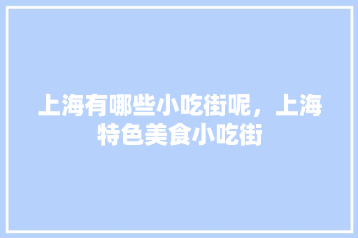 上海有哪些小吃街呢，上海特色美食小吃街