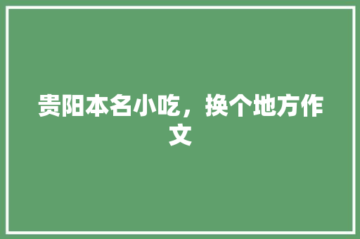 贵阳本名小吃，换个地方作文