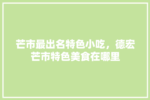 芒市最出名特色小吃，德宏芒市特色美食在哪里