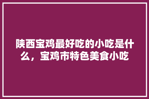 陕西宝鸡最好吃的小吃是什么，宝鸡市特色美食小吃