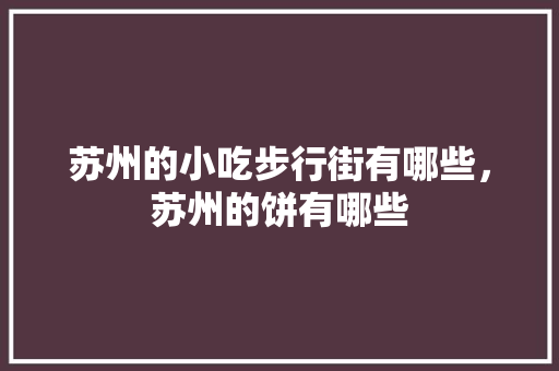 苏州的小吃步行街有哪些，苏州的饼有哪些