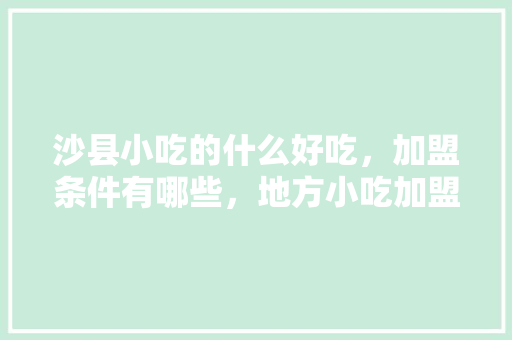 沙县小吃的什么好吃，加盟条件有哪些，地方小吃加盟店