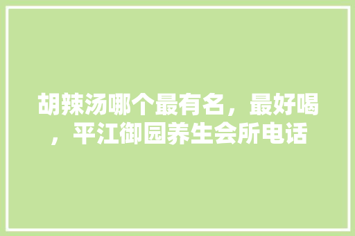 胡辣汤哪个最有名，最好喝，平江御园养生会所电话