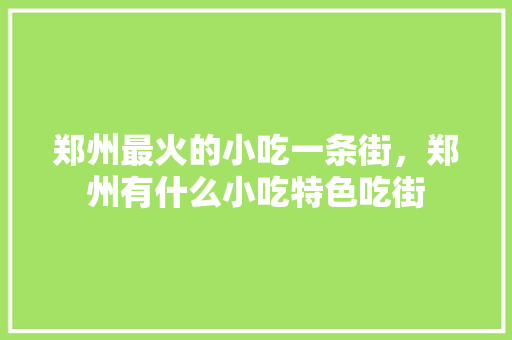 郑州最火的小吃一条街，郑州有什么小吃特色吃街