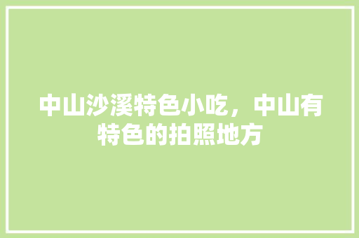 中山沙溪特色小吃，中山有特色的拍照地方