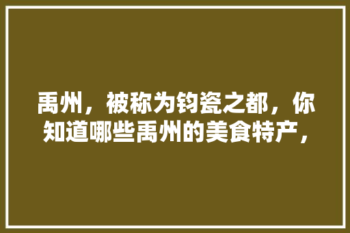 禹州，被称为钧瓷之都，你知道哪些禹州的美食特产，禹州特色美食小吃