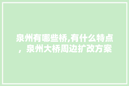 泉州有哪些桥,有什么特点，泉州大桥周边扩改方案