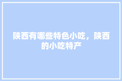 陕西有哪些特色小吃，陕西的小吃特产