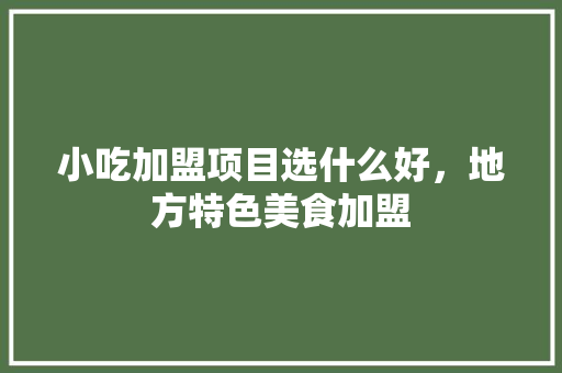 小吃加盟项目选什么好，地方特色美食加盟 小吃加盟项目选什么好，地方特色美食加盟 家居窍门