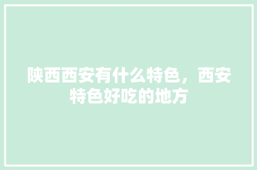 陕西西安有什么特色，西安特色好吃的地方