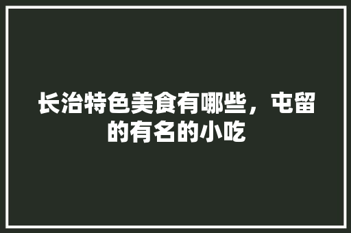 长治特色美食有哪些，屯留的有名的小吃