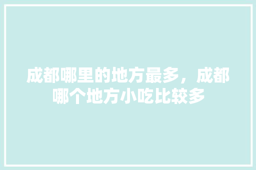 成都哪里的地方最多，成都哪个地方小吃比较多