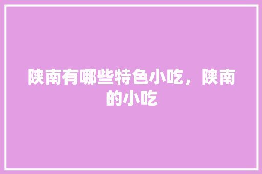陕南有哪些特色小吃，陕南的小吃