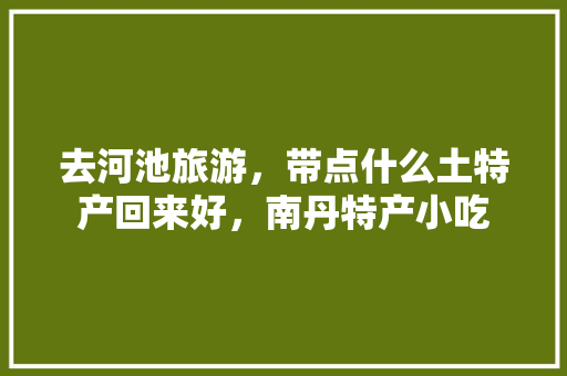 去河池旅游，带点什么土特产回来好，南丹特产小吃