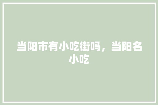 当阳市有小吃街吗，当阳名小吃