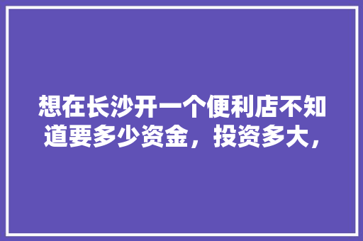 想在长沙开一个便利店不知道要多少资金，投资多大，有没有什么好的建议，湘潭特色美食店