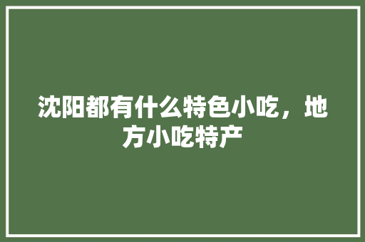 沈阳都有什么特色小吃，地方小吃特产