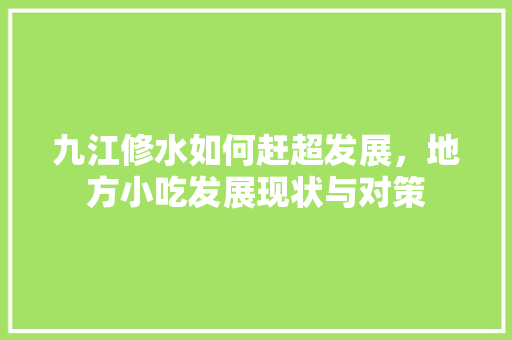 九江修水如何赶超发展，地方小吃发展现状与对策