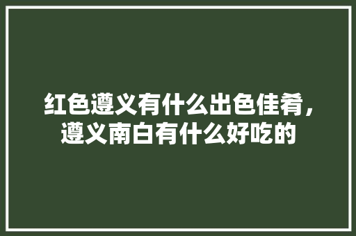 红色遵义有什么出色佳肴，遵义南白有什么好吃的