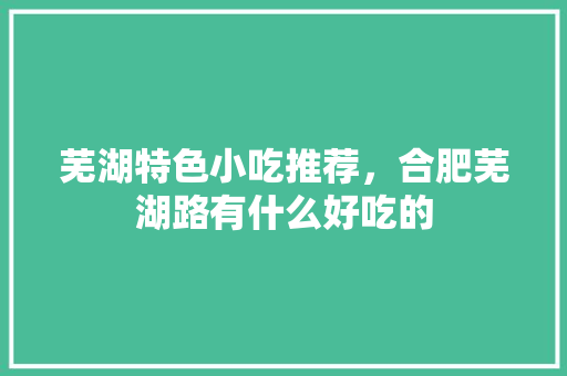 芜湖特色小吃推荐，合肥芜湖路有什么好吃的